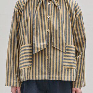 Striped Yellow and Gray Women's Blouse